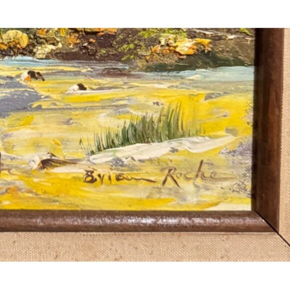 Vtg Home in the Lighthouse by Brian Roche Oil Painting Signed w/ COA 17" X 15" - Picture 6 of 8